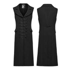 PUNK RAVE Men's Gothic Batlike Collar Buckle Long Vest