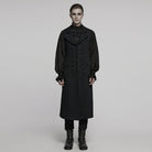 PUNK RAVE Men's Gothic Batlike Collar Buckle Long Vest