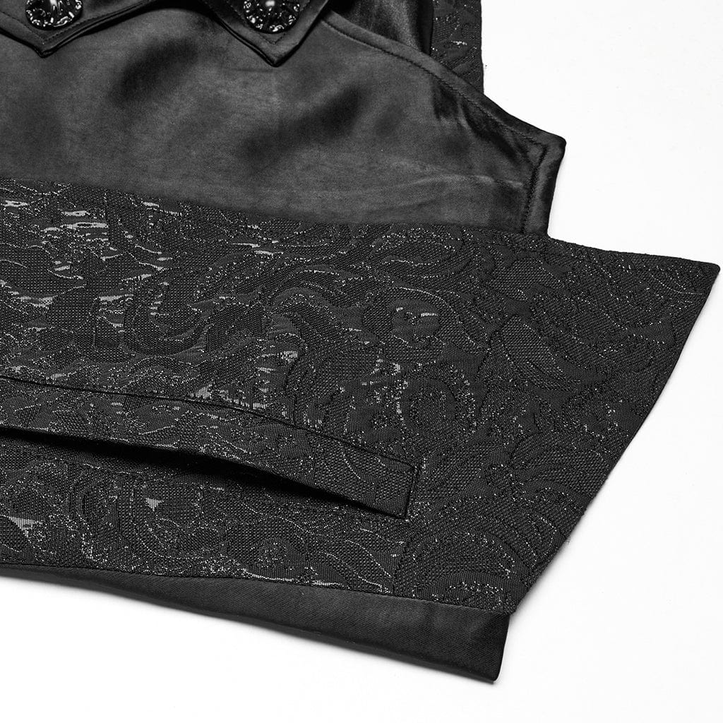 PUNK RAVE Men's Gothic Batlike Hem Jacquard Waistcoat