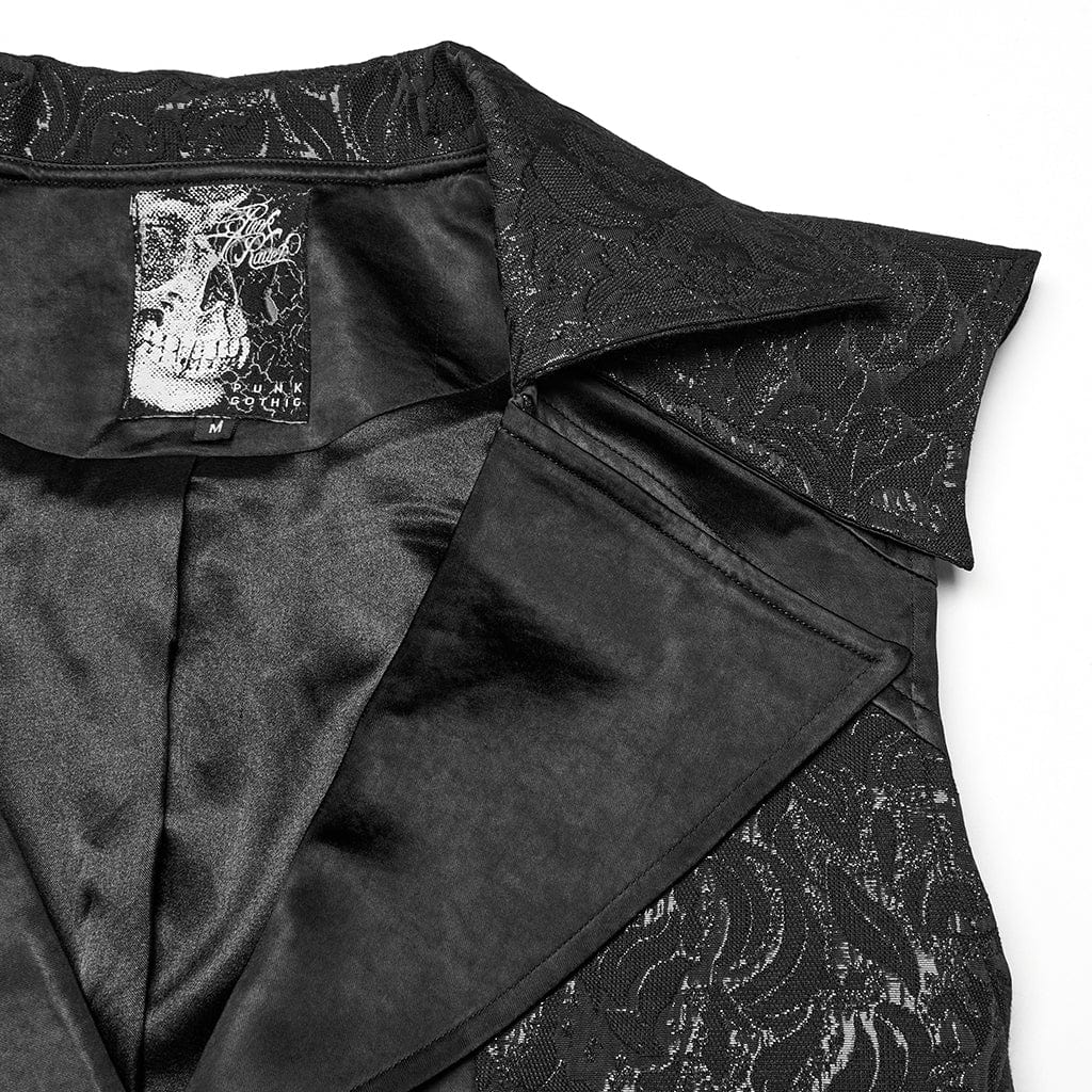 PUNK RAVE Men's Gothic Batlike Hem Jacquard Waistcoat