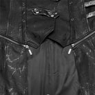 PUNK RAVE Men's Gothic Black Stretch Twill Fabric Chef Faux Leather Coat