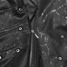 PUNK RAVE Men's Gothic Black Stretch Twill Fabric Chef Faux Leather Coat