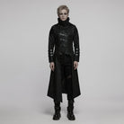 PUNK RAVE Men's Gothic Black Stretch Twill Fabric Chef Faux Leather Coat