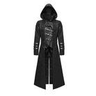 PUNK RAVE Men's Gothic Black Stretch Twill Fabric Chef Faux Leather Coat