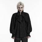 PUNK RAVE Men's Gothic Bowknot Ruffled Pullover Shirt