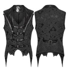 PUNK RAVE Men's Gothic Buckle Batlike Jacquard Vest Black