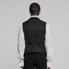 PUNK RAVE Men's Gothic Buckle Batlike Jacquard Vest Black
