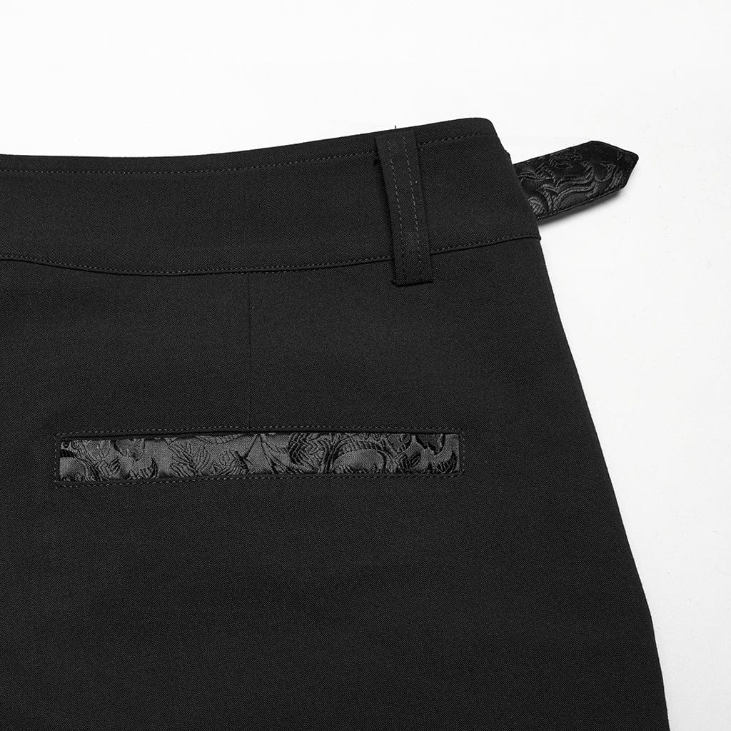 PUNK RAVE Men's Gothic Buckle Jacquard Pants