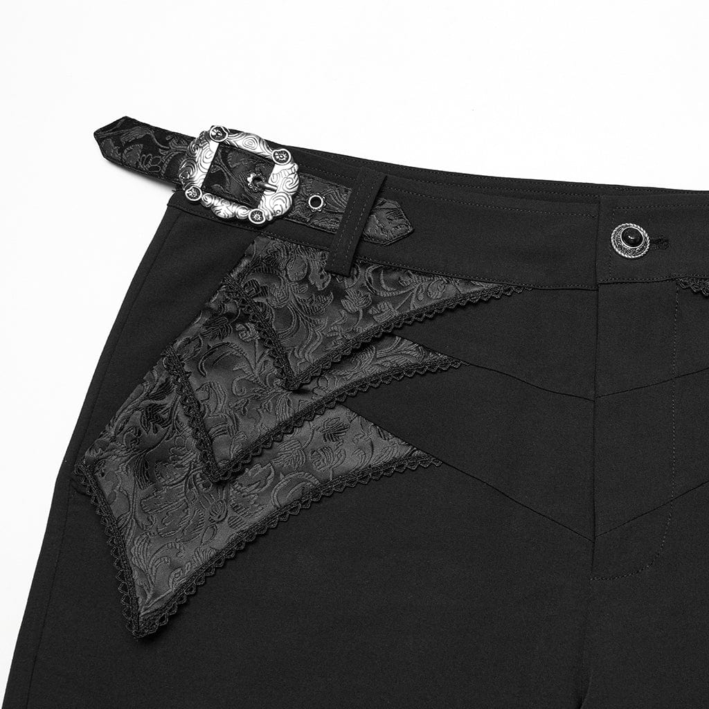 PUNK RAVE Men's Gothic Buckle Jacquard Pants