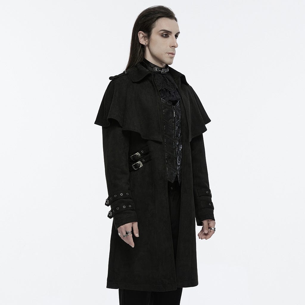 PUNK RAVE Men's Gothic Buckle-up Eyelets Jacket