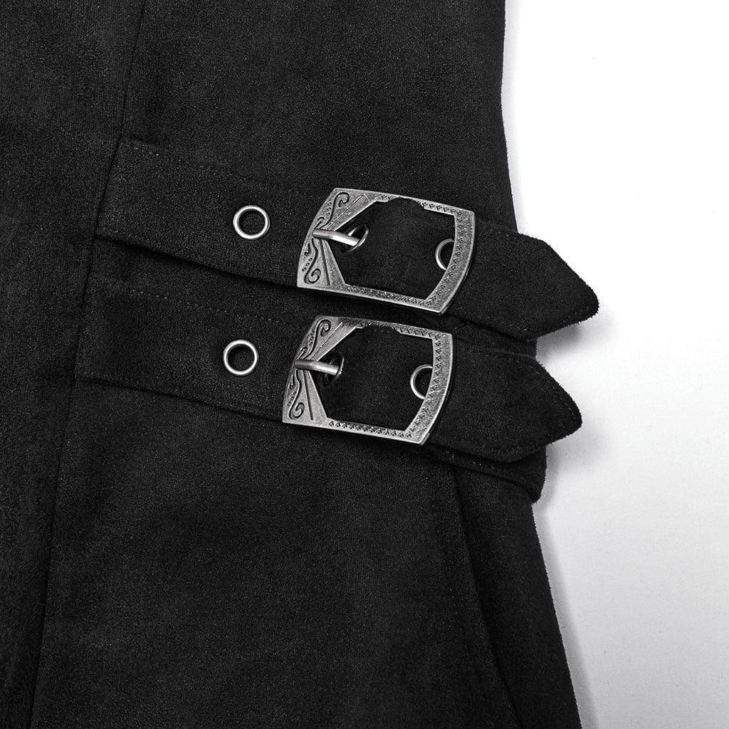 PUNK RAVE Men's Gothic Buckle-up Eyelets Jacket