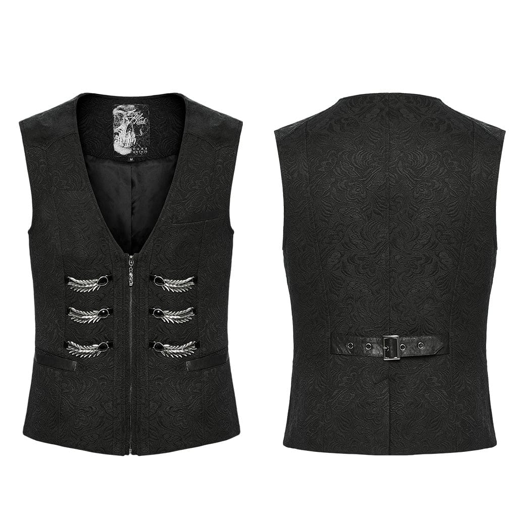 PUNK RAVE Men's Gothic Buckle-up Loops Waistcoat