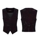 PUNK RAVE Men's Gothic Buckle-up Strap Retro Velvet Waistcoat Black-Red