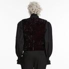 PUNK RAVE Men's Gothic Buckle-up Strap Retro Velvet Waistcoat Black-Red
