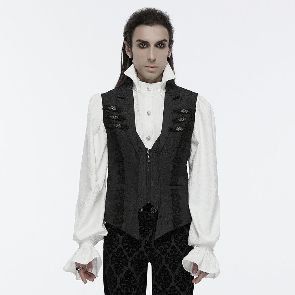 PUNK RAVE Men's Gothic Buckle Zip Rose Waistcoat