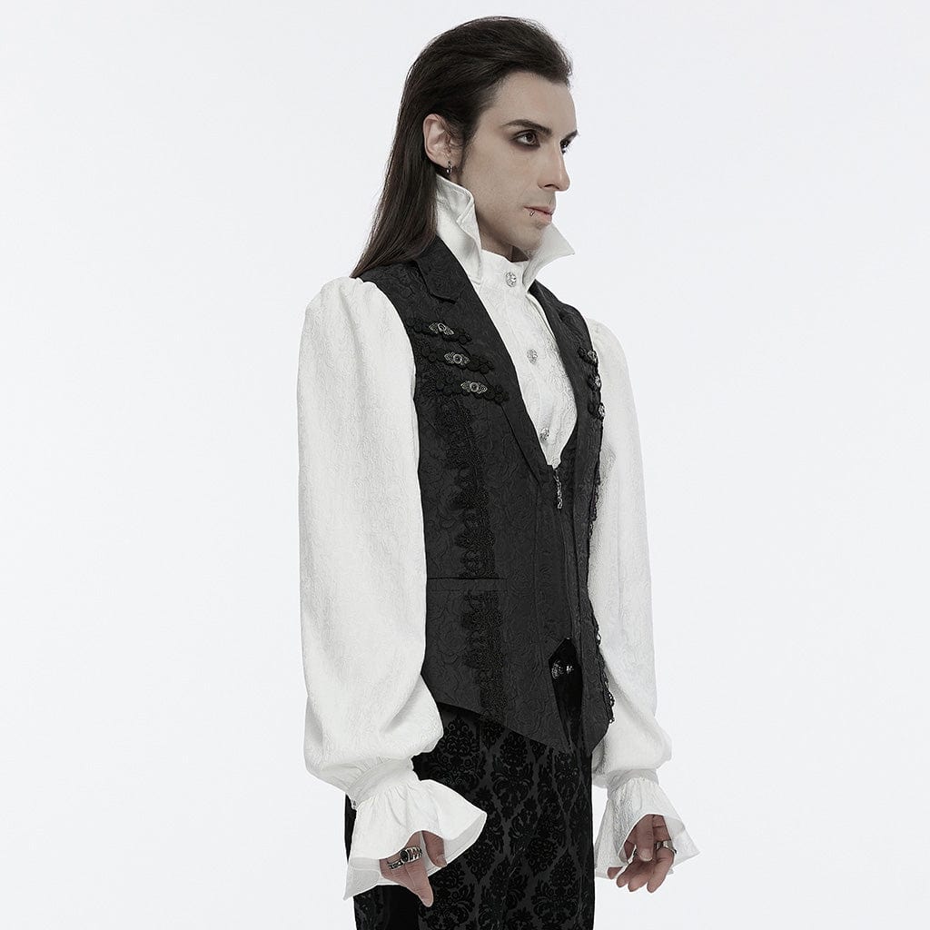 PUNK RAVE Men's Gothic Buckle Zip Rose Waistcoat