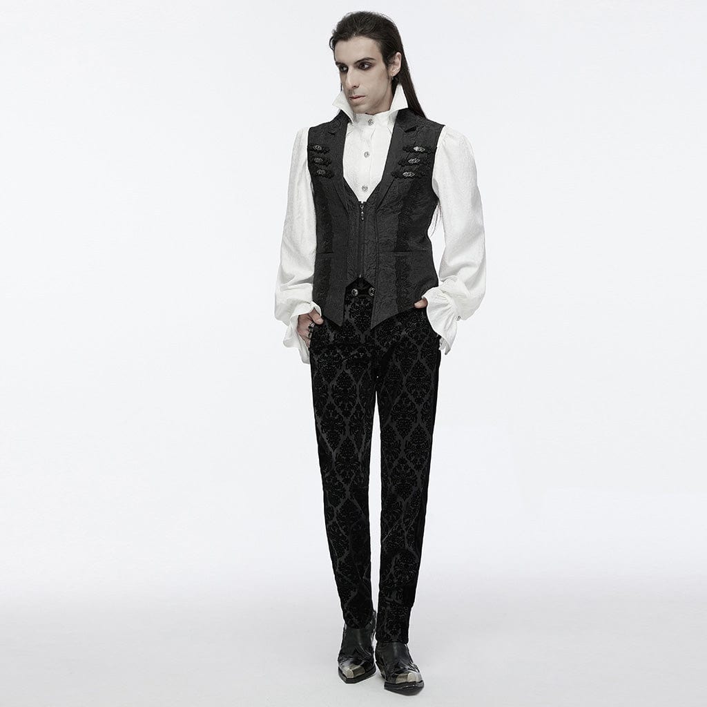 PUNK RAVE Men's Gothic Buckle Zip Rose Waistcoat