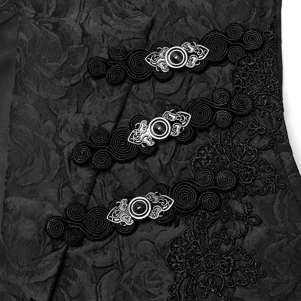 PUNK RAVE Men's Gothic Buckle Zip Rose Waistcoat