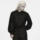 PUNK RAVE Men's Gothic Collared Lantern Sleeve Shirt