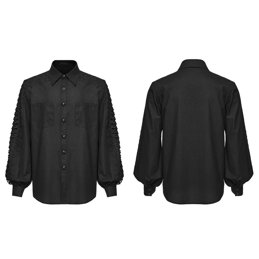PUNK RAVE Men's Gothic Collared Lantern Sleeve Shirt