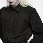 PUNK RAVE Men's Gothic Collared Lantern Sleeve Shirt