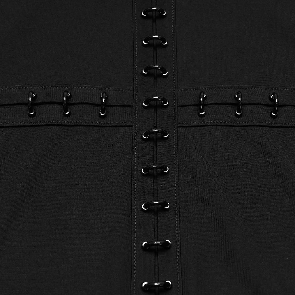 PUNK RAVE Men's Gothic D-rings Cross Hooded Tank Top