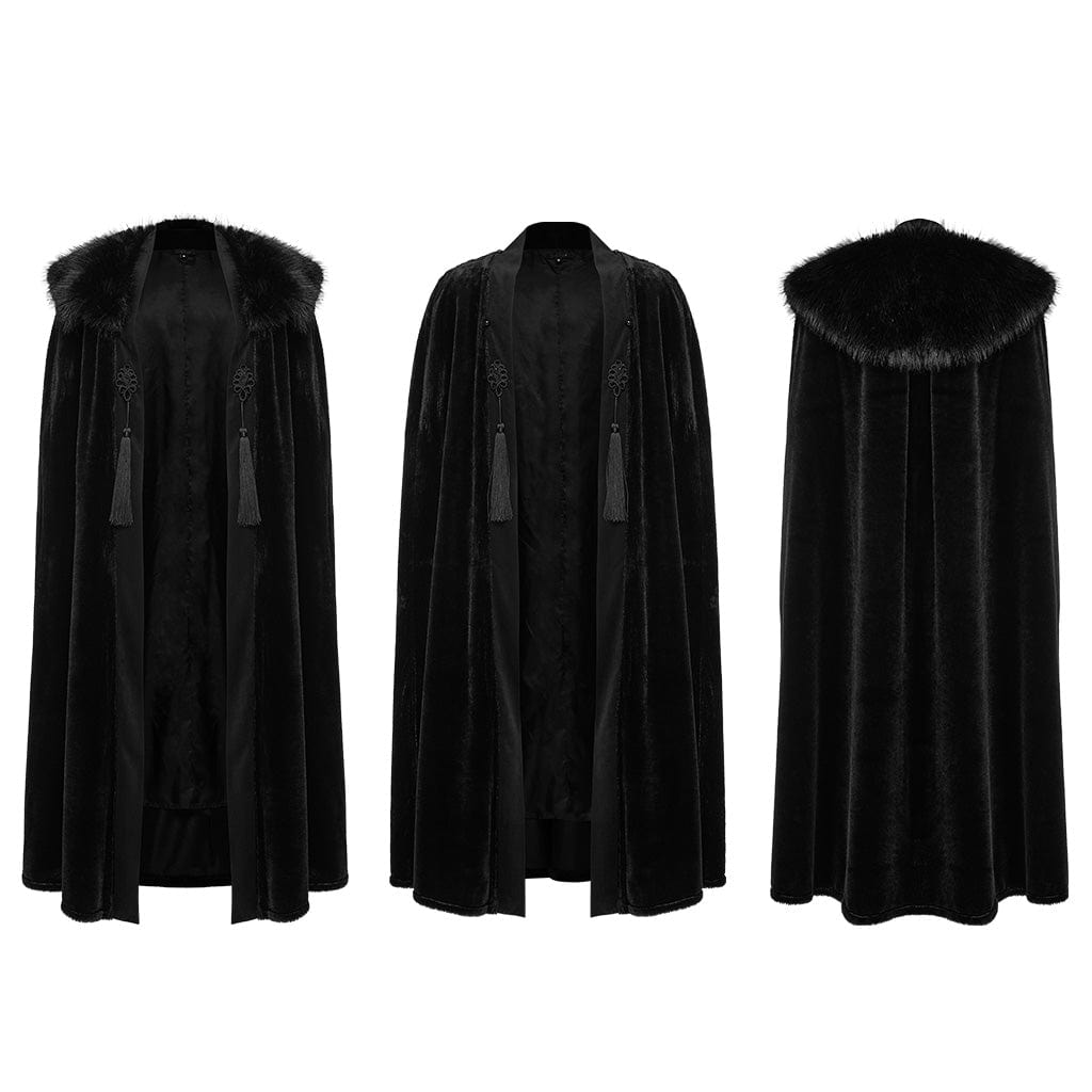 PUNK RAVE Men's Gothic Detachable Collar Cloak