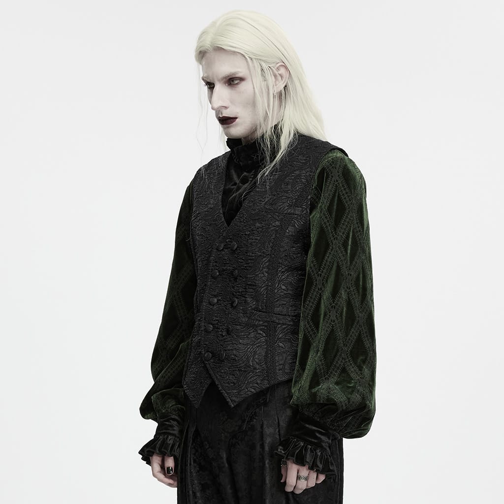PUNK RAVE Men's Gothic Double-breasted Jacquard Vest