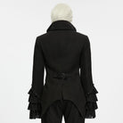 PUNK RAVE Men's Gothic Embossed Button Decor Lapel Ruffled Cuff Jacket