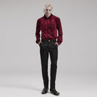 PUNK RAVE Men's Gothic Embossed Velvet Shirt Red