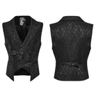 PUNK RAVE Men's Gothic Embroidered Overlapping Placket Buckle Jacquard Waistcoat