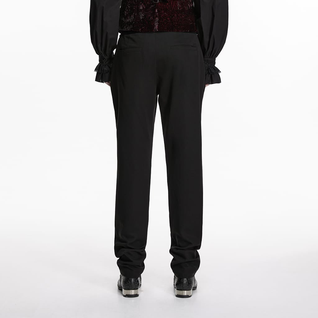 PUNK RAVE Men's Gothic Embroidered Patchwork Pants Black