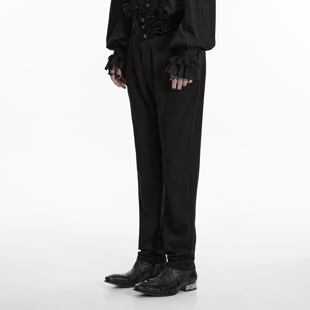 PUNK RAVE Men's Gothic Embroidered Patchwork Pants Black