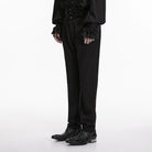 PUNK RAVE Men's Gothic Embroidered Patchwork Pants Black