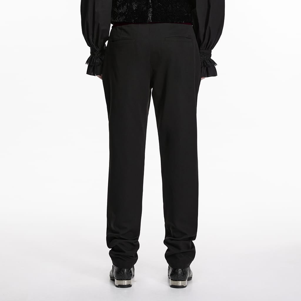 PUNK RAVE Men's Gothic Embroidered Patchwork Pants Black-Red