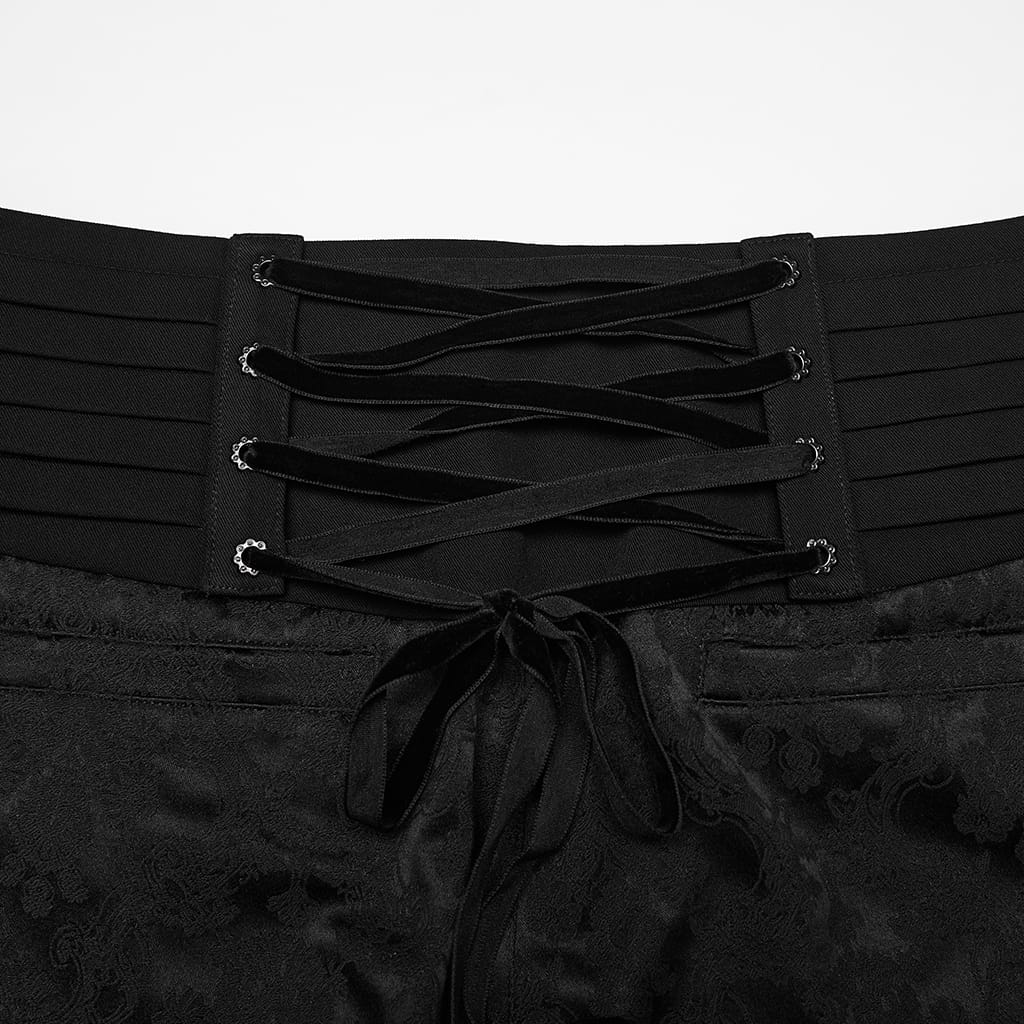 PUNK RAVE Men's Gothic Embroidered Pleated Pants