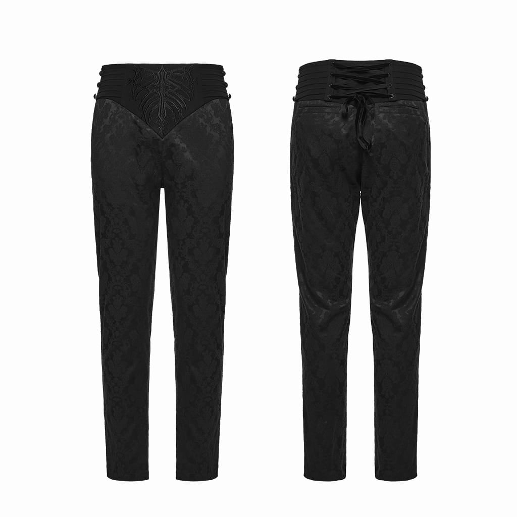 PUNK RAVE Men's Gothic Embroidered Pleated Pants