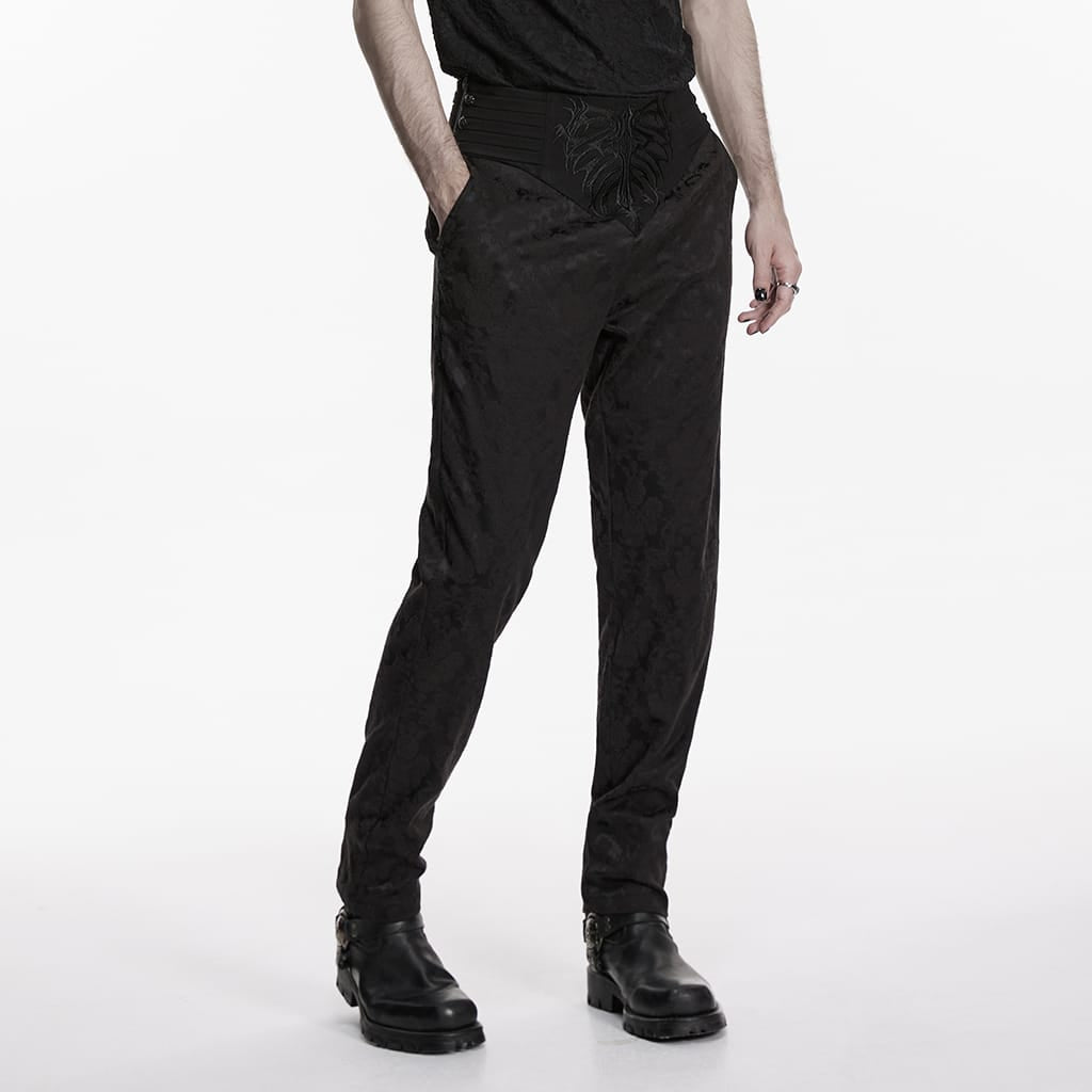 PUNK RAVE Men's Gothic Embroidered Pleated Pants