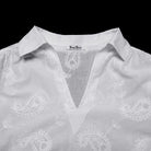 PUNK RAVE Men's Gothic Embroidered Plunging Loose Shirt White