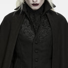PUNK RAVE Men's Gothic Embroidered Single-breasted Stand Collar Cloak