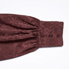 PUNK RAVE Men's Gothic Embroidered Stand Collar Shirt with Detachable Tie Red