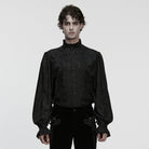 PUNK RAVE Men's Gothic Embroidered Studded Puff Sleeved Shirt