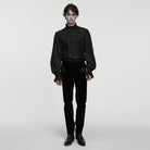 PUNK RAVE Men's Gothic Embroidered Studded Puff Sleeved Shirt