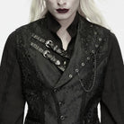 PUNK RAVE Men's Gothic Eyelet Buckle Strap Chain Jacquard Vest