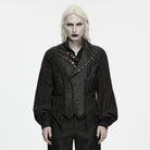 PUNK RAVE Men's Gothic Eyelet Buckle Strap Chain Jacquard Vest