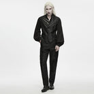 PUNK RAVE Men's Gothic Eyelet Buckle Strap Chain Jacquard Vest