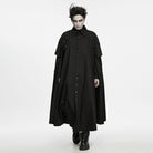 PUNK RAVE Men's Gothic Eyelet Studded Collared Long Cloak
