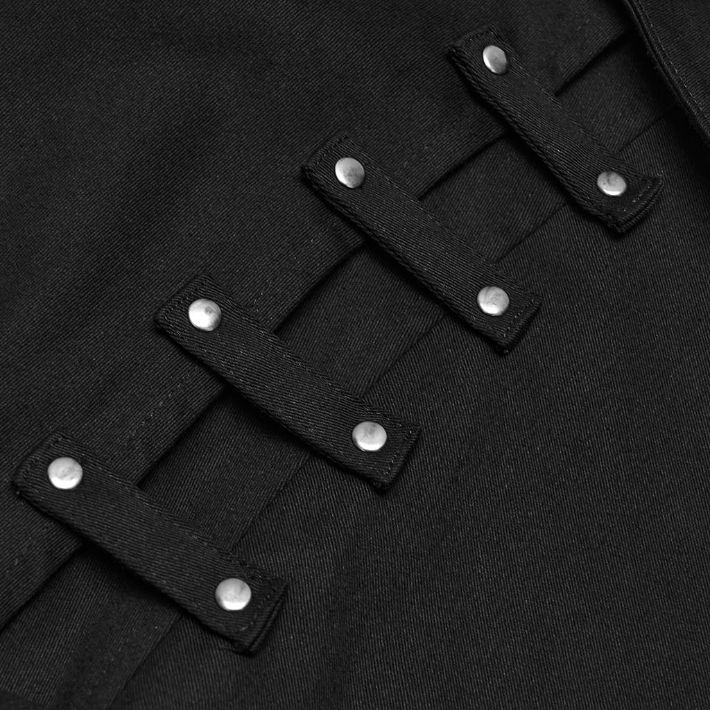 PUNK RAVE Men's Gothic Eyelet Studded Collared Long Cloak