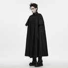 PUNK RAVE Men's Gothic Eyelet Studded Collared Long Cloak