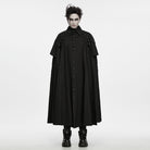 PUNK RAVE Men's Gothic Eyelet Studded Collared Long Cloak